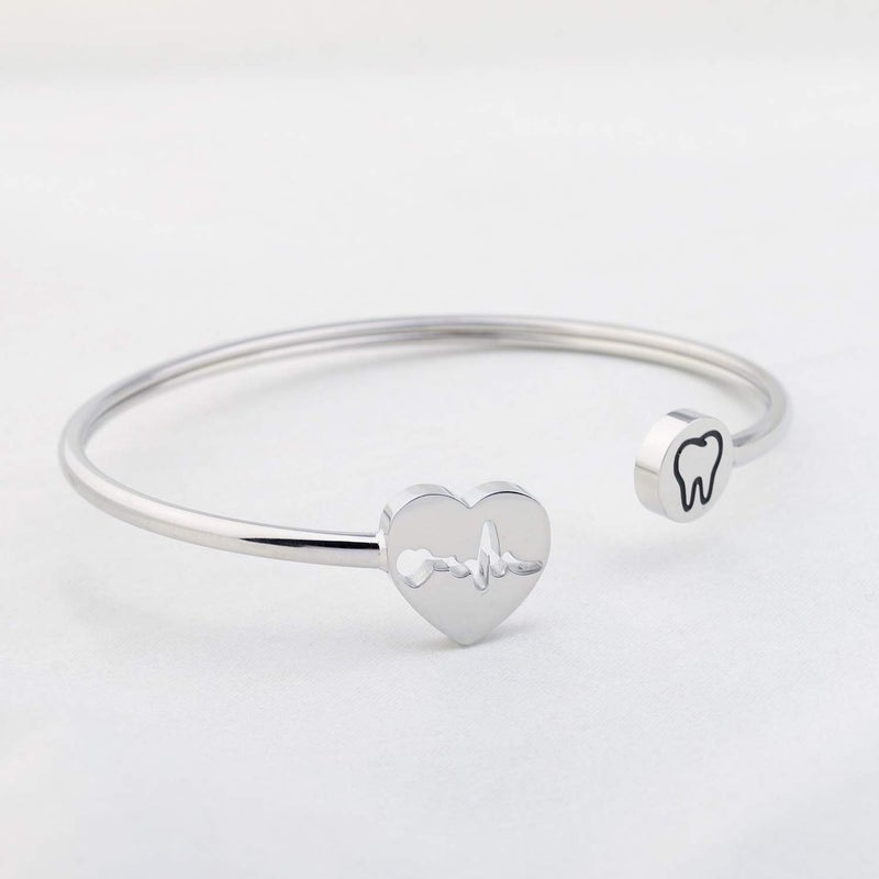 WUSUANED Heart Beat Necklace Bracelet Dental Hygienist Jewelry Gift For Dental Assistant (Dentist Bracelet) - Image 3